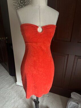 Forever 21 strapless dress terry cloth like fabric Small